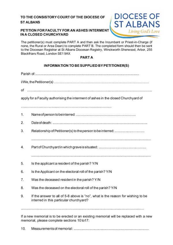Interment Rights Certificate.pdf Interment of ashes in closed churchyard 2026 - The Diocese of St Albans