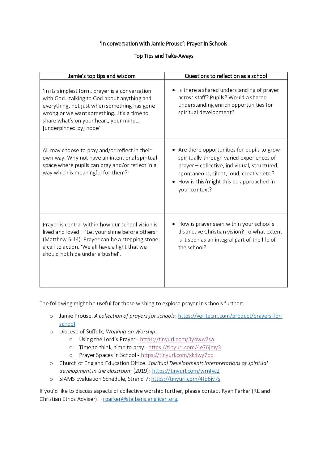 Top tips and takeaways – Jamie Prouse