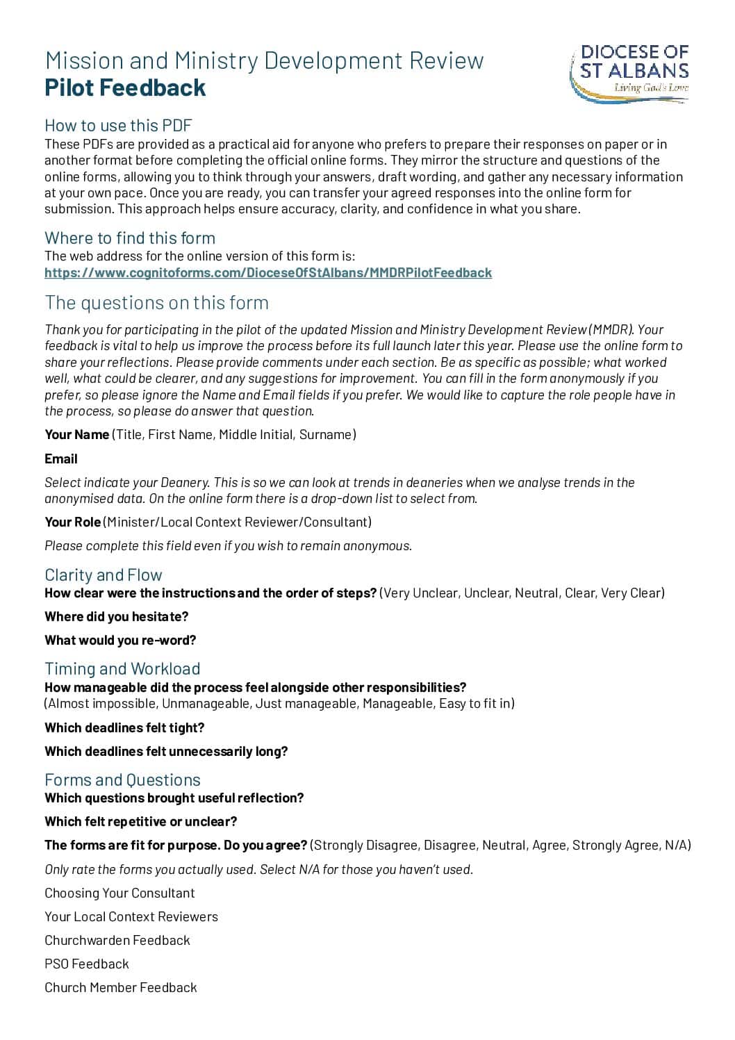 MMDR – Pilot Feedback