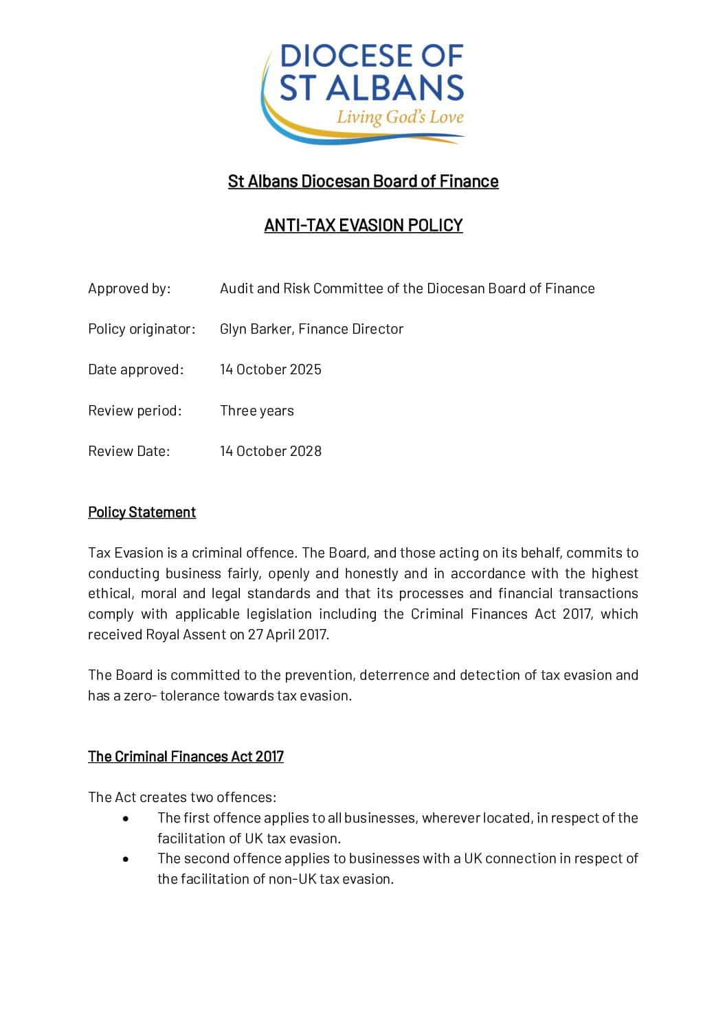 Anti-Tax Evasion Policy 2025
