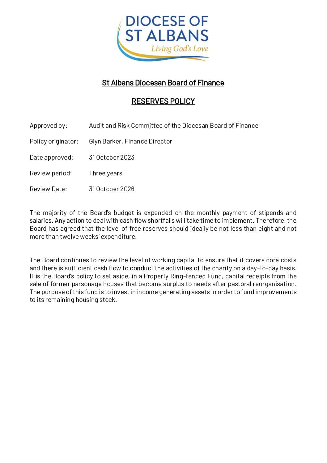 Reserves Policy 2023