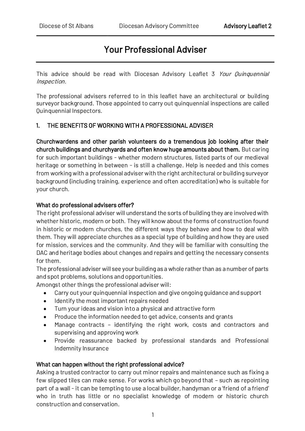 Your Professional Adviser Advice Leaflet 2. revised 2025