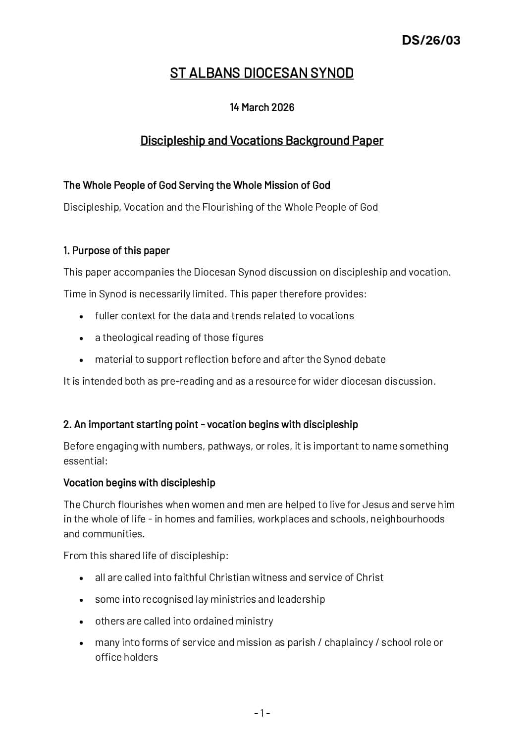 DS-26-03 Discipleship and Vocations Background Paper
