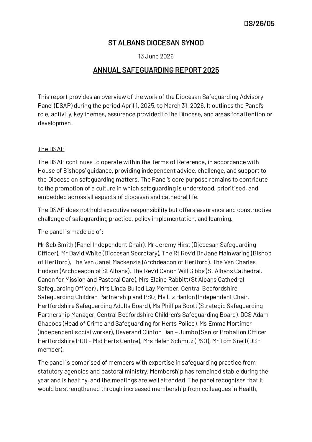 DS-26-05 Annual Safeguarding Report 2025