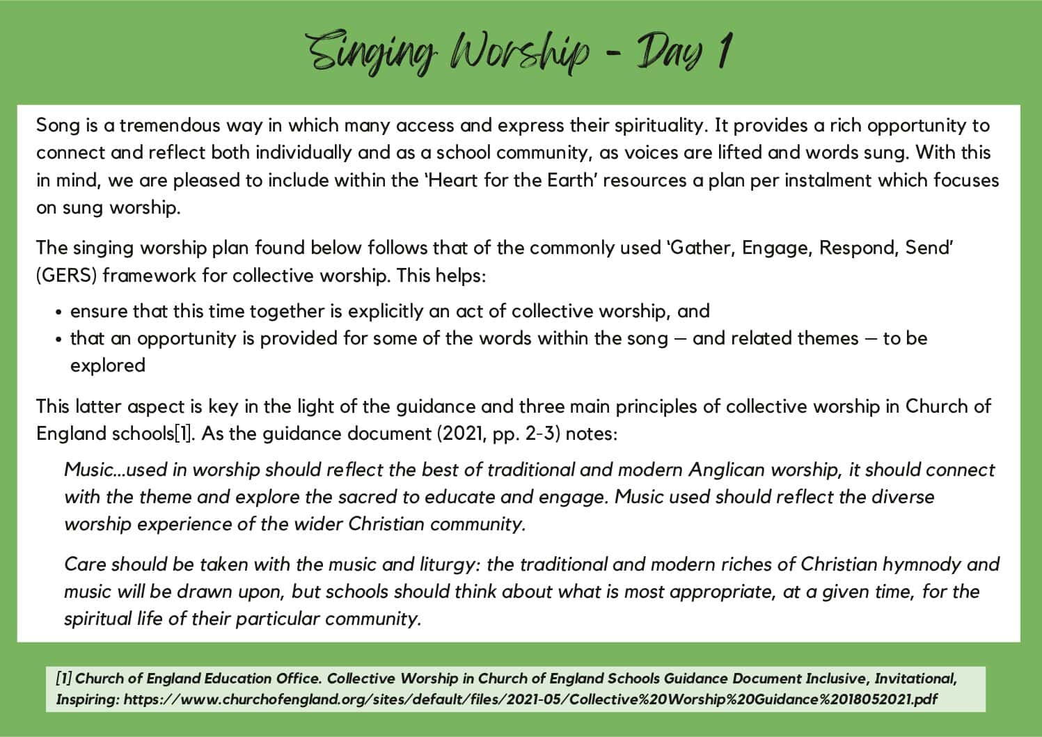 Singing Worship – Day 1